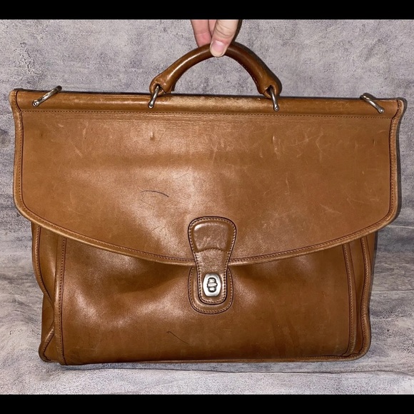 Vintage Coach NYC Leather 80s 90s Beekman 5266 Messenger Briefcase Laptop Bag - Picture 1 of 9